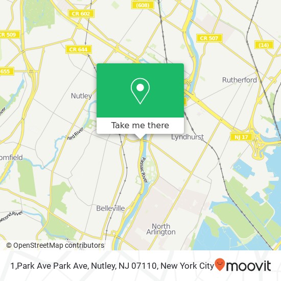 Mapa de 1,Park Ave Park Ave, Nutley, NJ 07110