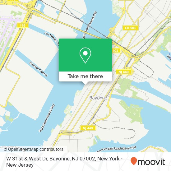 Mapa de W 31st & West Dr, Bayonne, NJ 07002