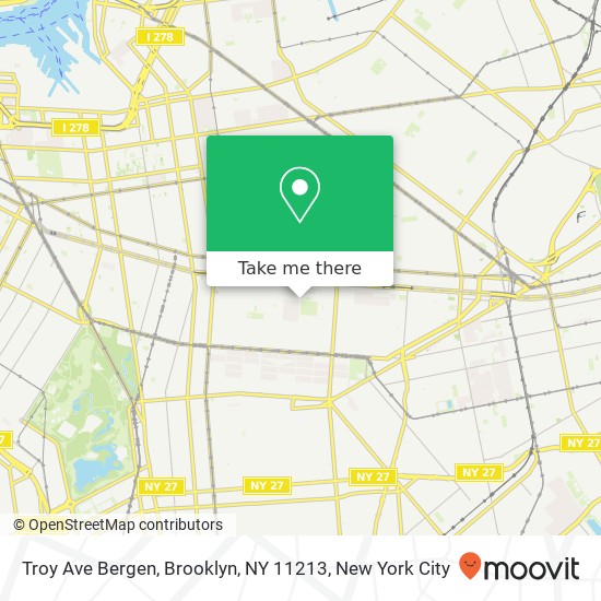 Mapa de Troy Ave Bergen, Brooklyn, NY 11213