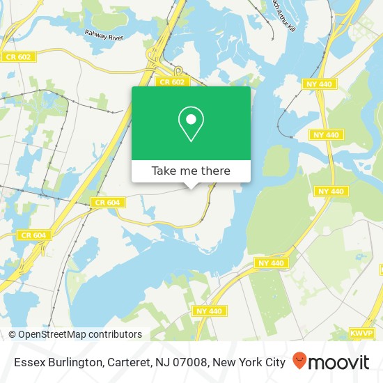 Mapa de Essex Burlington, Carteret, NJ 07008