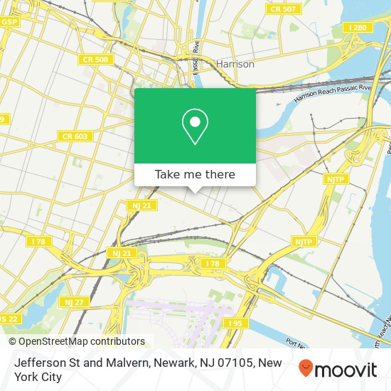 Mapa de Jefferson St and Malvern, Newark, NJ 07105