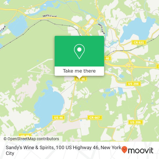 Mapa de Sandy's Wine & Spirits, 100 US Highway 46