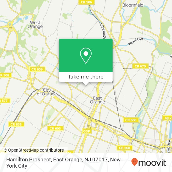 Mapa de Hamilton Prospect, East Orange, NJ 07017