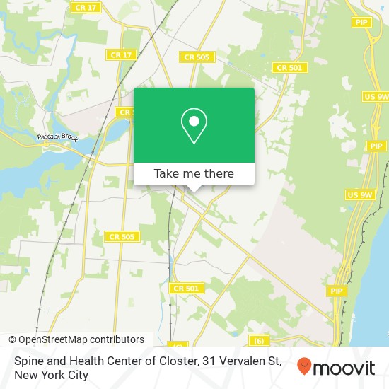 Spine and Health Center of Closter, 31 Vervalen St map