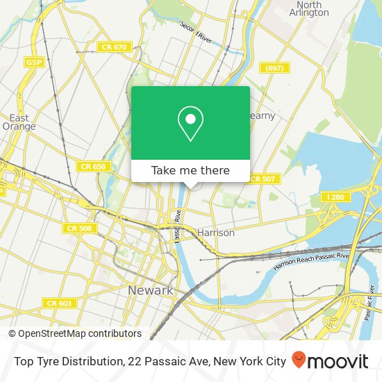 Mapa de Top Tyre Distribution, 22 Passaic Ave