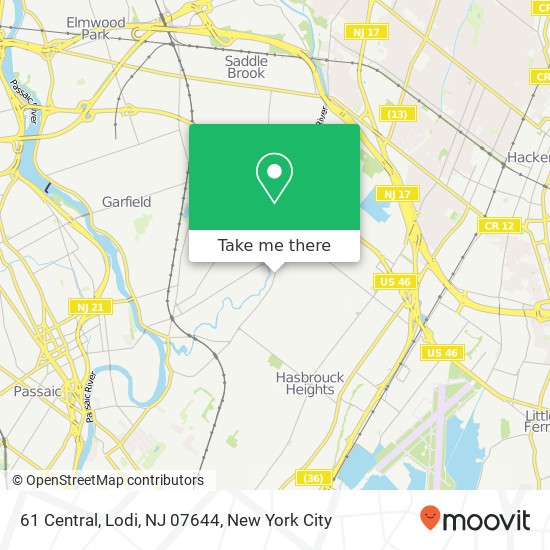 Mapa de 61 Central, Lodi, NJ 07644