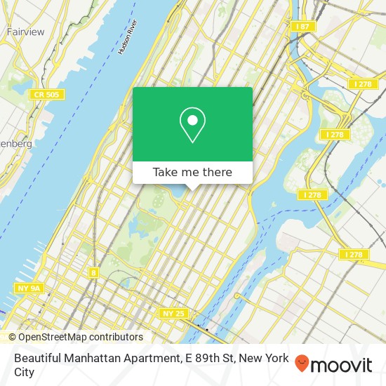 Mapa de Beautiful Manhattan Apartment, E 89th St