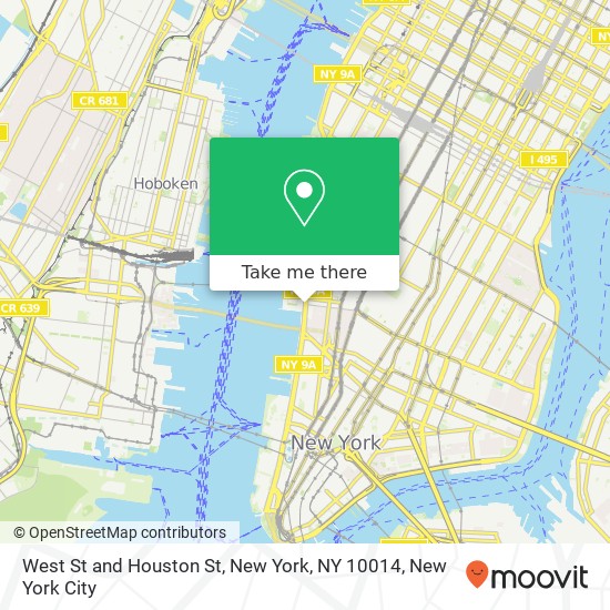 Mapa de West St and Houston St, New York, NY 10014