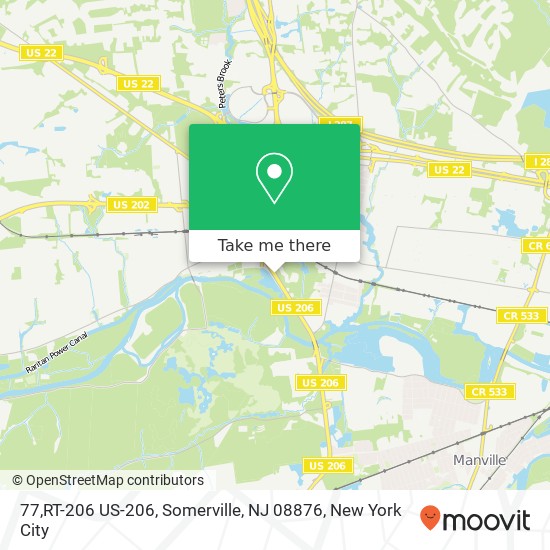 Mapa de 77,RT-206 US-206, Somerville, NJ 08876
