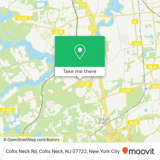 Mapa de Colts Neck Rd, Colts Neck, NJ 07722