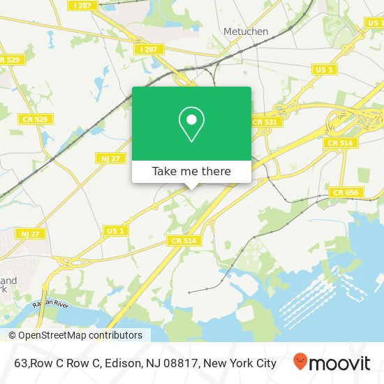 Mapa de 63,Row C Row C, Edison, NJ 08817