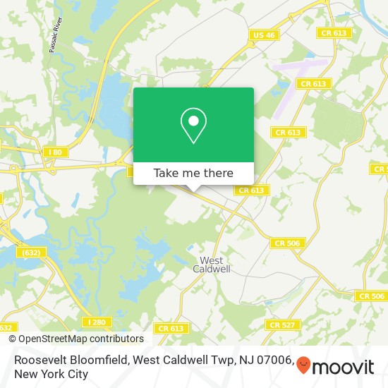 Mapa de Roosevelt Bloomfield, West Caldwell Twp, NJ 07006