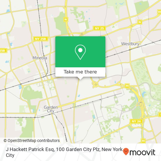 Mapa de J Hackett Patrick Esq, 100 Garden City Plz