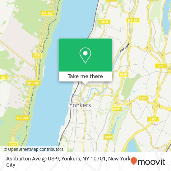 Mapa de Ashburton Ave @ US-9, Yonkers, NY 10701