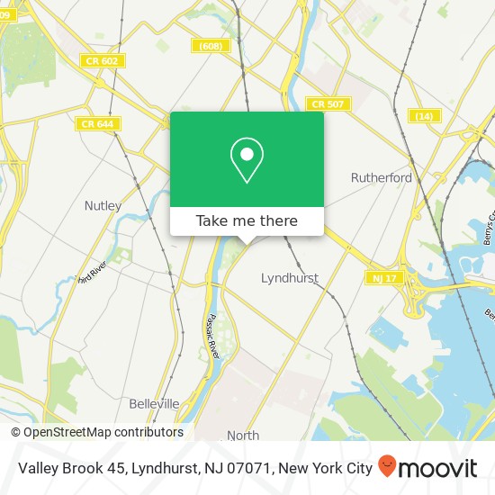 Mapa de Valley Brook 45, Lyndhurst, NJ 07071