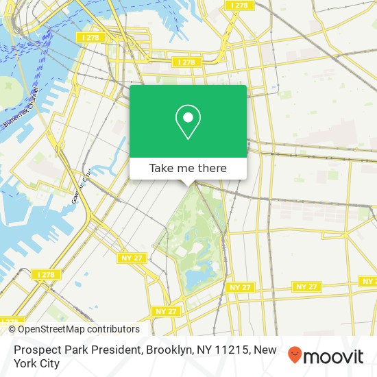 Mapa de Prospect Park President, Brooklyn, NY 11215