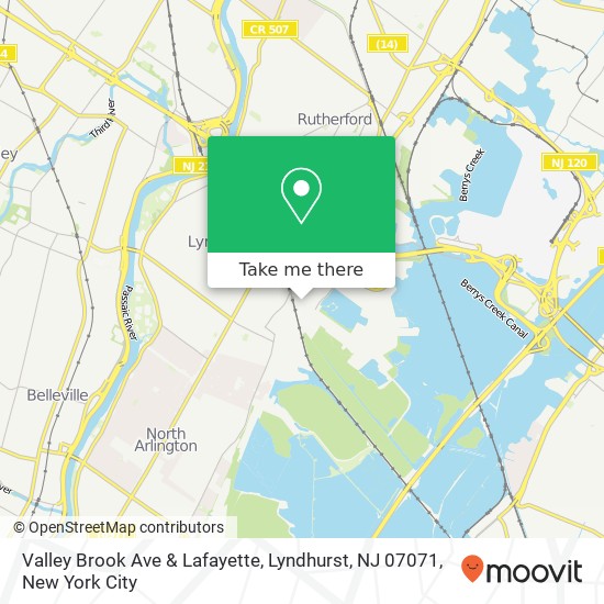 Mapa de Valley Brook Ave & Lafayette, Lyndhurst, NJ 07071