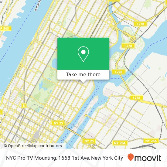 NYC Pro TV Mounting, 1668 1st Ave map