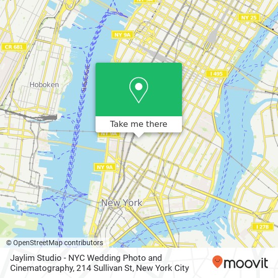 Mapa de Jaylim Studio - NYC Wedding Photo and Cinematography, 214 Sullivan St