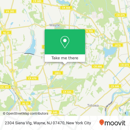Mapa de 2304 Siena Vlg, Wayne, NJ 07470