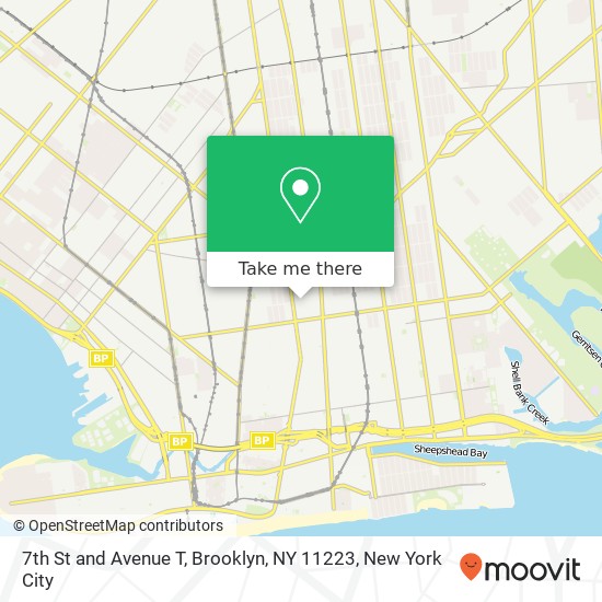 Mapa de 7th St and Avenue T, Brooklyn, NY 11223