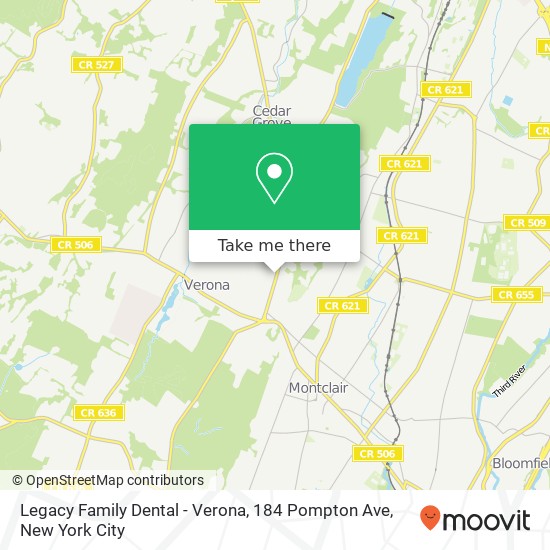 Legacy Family Dental - Verona, 184 Pompton Ave map