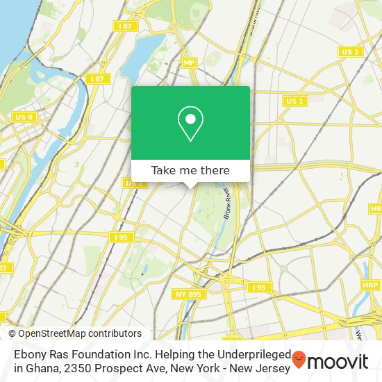 Ebony Ras Foundation Inc. Helping the Underprileged in Ghana, 2350 Prospect Ave map