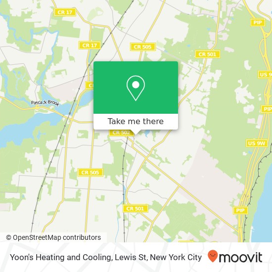 Yoon's Heating and Cooling, Lewis St map
