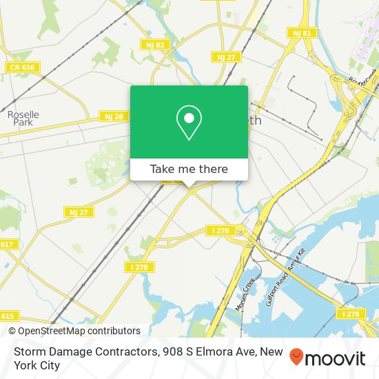 Mapa de Storm Damage Contractors, 908 S Elmora Ave