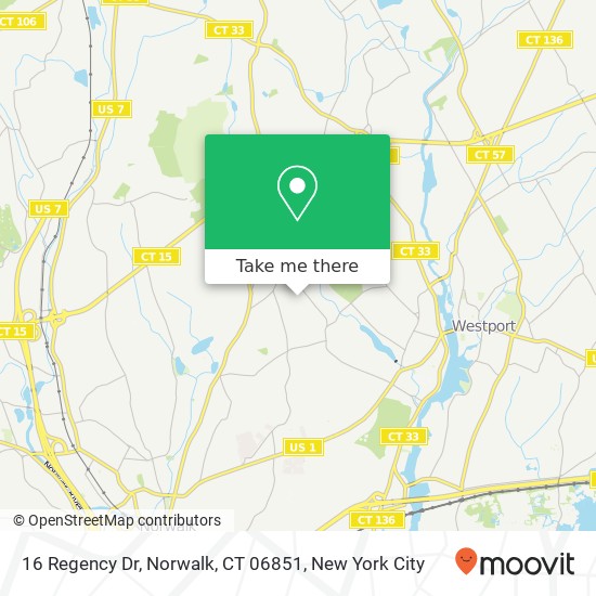 Mapa de 16 Regency Dr, Norwalk, CT 06851