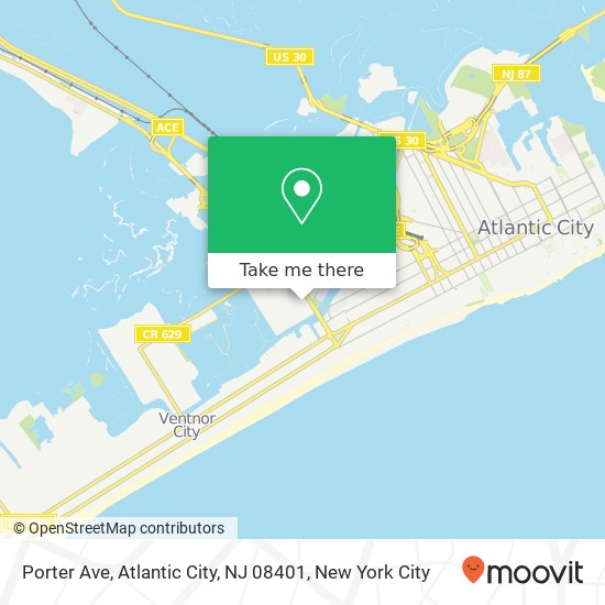 Mapa de Porter Ave, Atlantic City, NJ 08401
