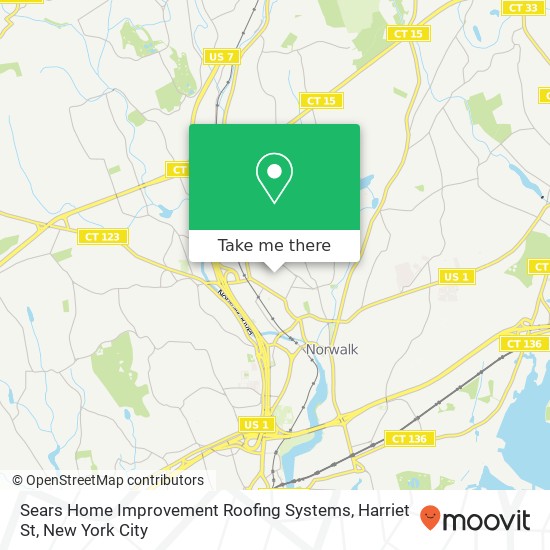 Sears Home Improvement Roofing Systems, Harriet St map