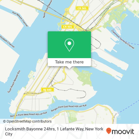 Locksmith Bayonne 24hrs, 1 Lefante Way map