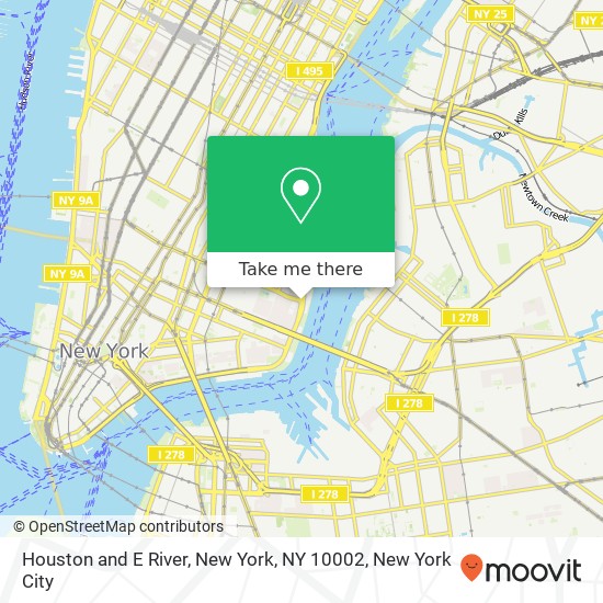 Houston and E River, New York, NY 10002 map