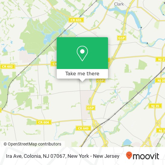 Mapa de Ira Ave, Colonia, NJ 07067