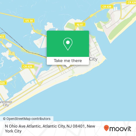 Mapa de N Ohio Ave Atlantic, Atlantic City, NJ 08401
