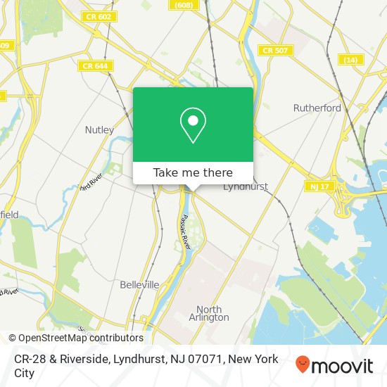 Mapa de CR-28 & Riverside, Lyndhurst, NJ 07071