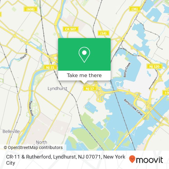 Mapa de CR-11 & Rutherford, Lyndhurst, NJ 07071