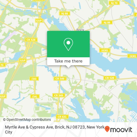 Mapa de Myrtle Ave & Cypress Ave, Brick, NJ 08723