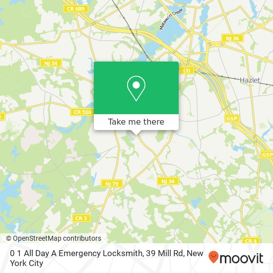 0 1 All Day A Emergency Locksmith, 39 Mill Rd map