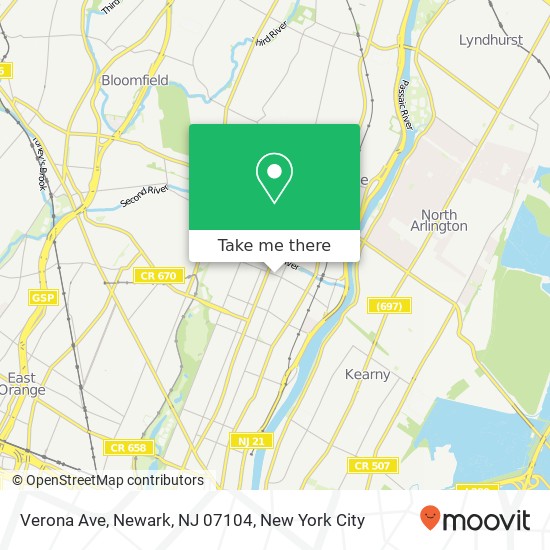 Mapa de Verona Ave, Newark, NJ 07104