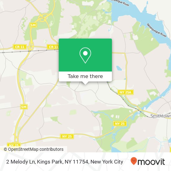 Mapa de 2 Melody Ln, Kings Park, NY 11754