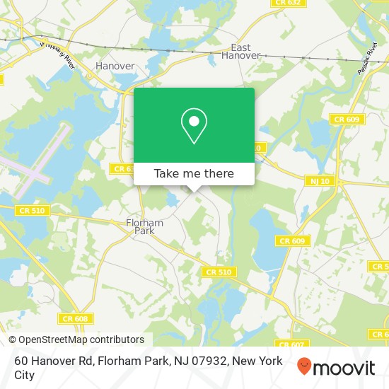 Mapa de 60 Hanover Rd, Florham Park, NJ 07932