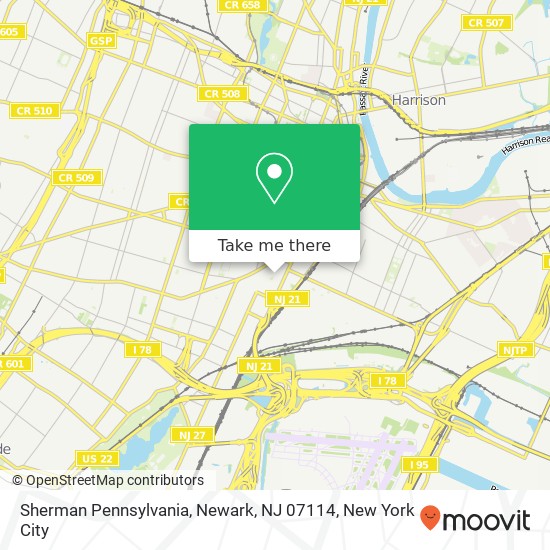 Mapa de Sherman Pennsylvania, Newark, NJ 07114