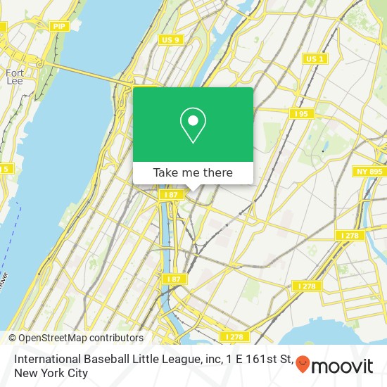 Mapa de International Baseball Little League, inc, 1 E 161st St