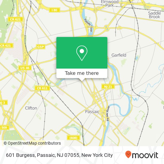 Mapa de 601 Burgess, Passaic, NJ 07055