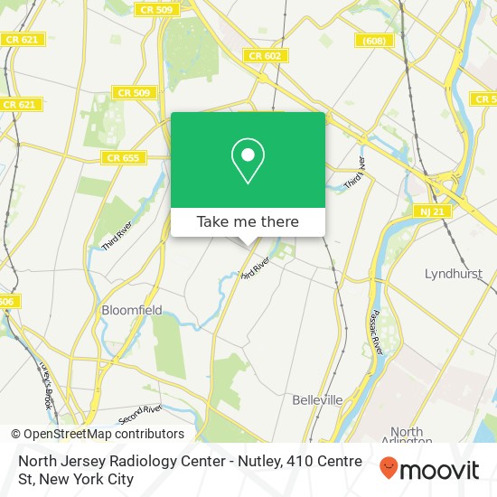 Mapa de North Jersey Radiology Center - Nutley, 410 Centre St