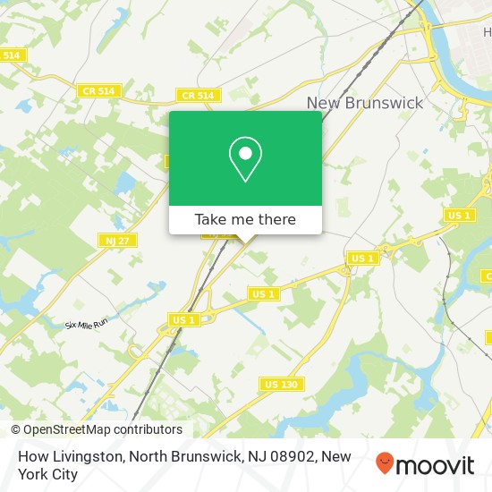 Mapa de How Livingston, North Brunswick, NJ 08902