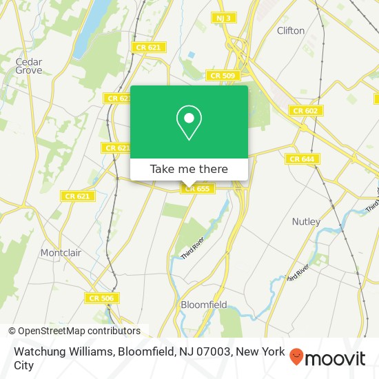 Mapa de Watchung Williams, Bloomfield, NJ 07003