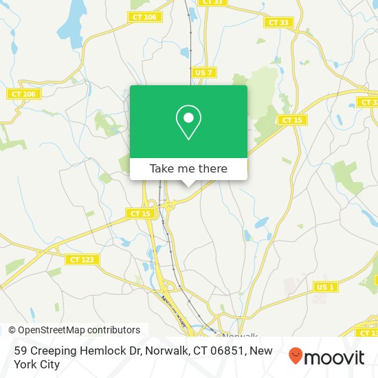Mapa de 59 Creeping Hemlock Dr, Norwalk, CT 06851